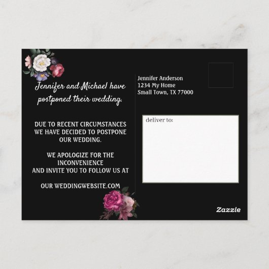 Elegant Bourgogne en roze bloemen verander de datu Briefkaart (Achterkant)