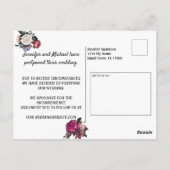 Elegant Bourgogne en roze bloemen verander de datu Briefkaart (Achterkant)