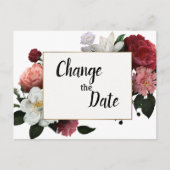 Elegant Bourgogne en roze bloemen verander de datu Briefkaart (Voorkant)