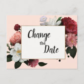 Elegant Bourgogne en roze bloemen verander de datu Briefkaart (Voorkant)