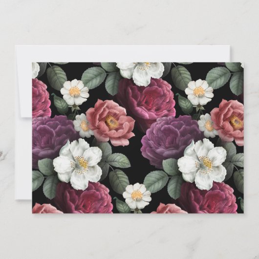 Elegant Bourgogne en roze Floral gepersonaliseerd Notitiekaartje (Achterkant)