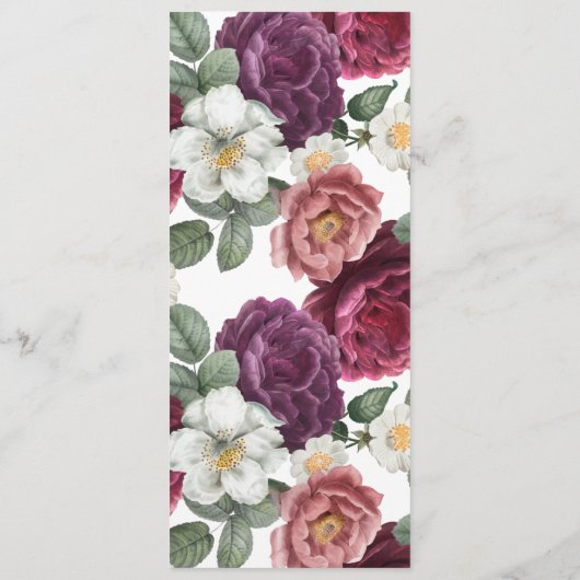 Elegant Bourgogne en roze gereserveerde stoel Menu (Achterkant)