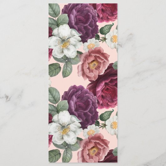 Elegant Bourgogne en roze gereserveerde stoel Menu (Achterkant)