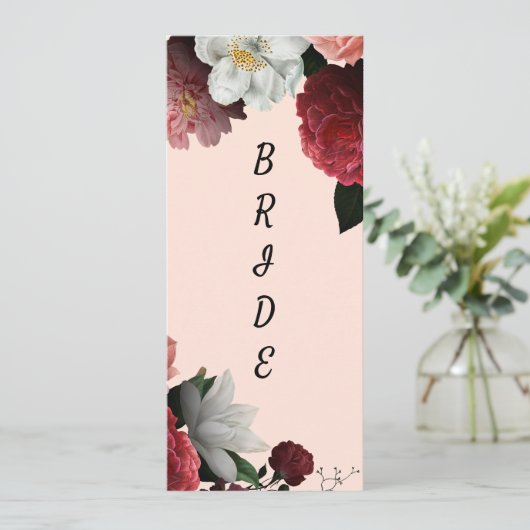 Elegant Bourgogne en roze gereserveerde stoel Menu (Staand voorkant)