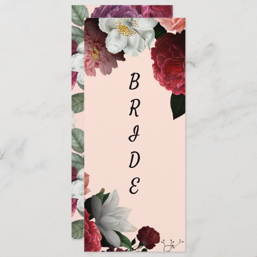 Elegant Bourgogne en roze gereserveerde stoel Menu (Voorkant / Achterkant)