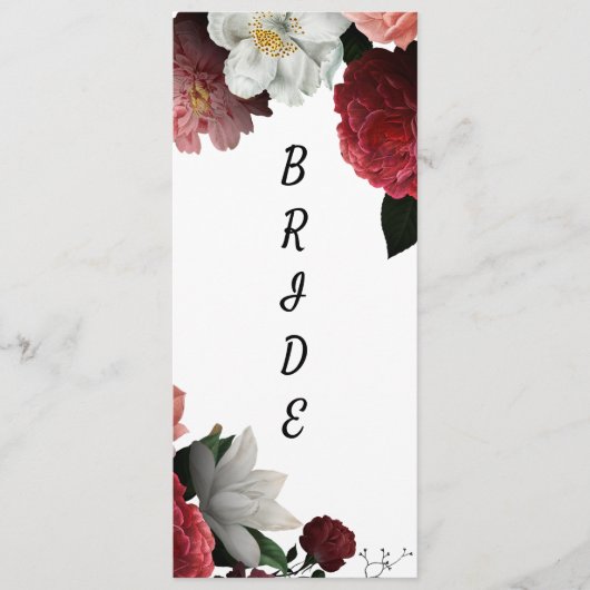 Elegant Bourgogne en roze gereserveerde stoel Menu (Voorkant)