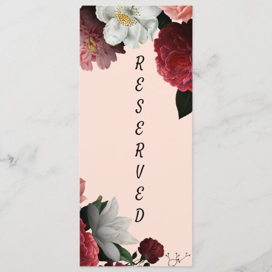 Elegant Bourgogne en roze gereserveerde stoel Menu (Voorkant)