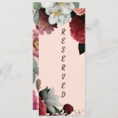 Elegant Bourgogne en roze gereserveerde stoel Menu (Voorkant / Achterkant)