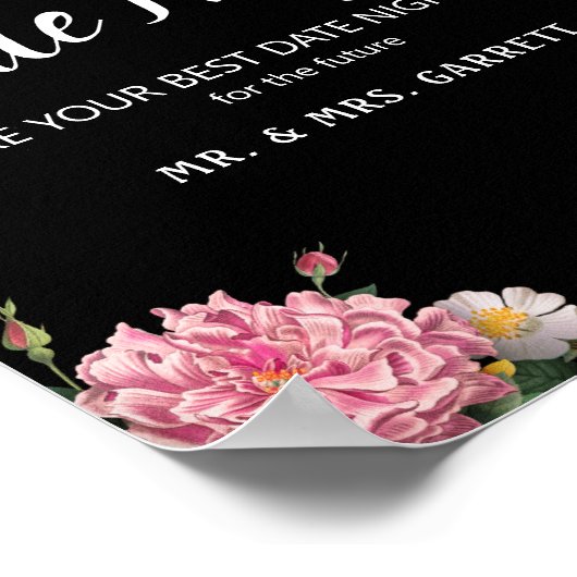 Elegant Bourgogne en roze ventilator Datum acht te Poster (Hoek)