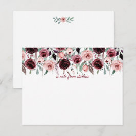 Elegant Bourgogne en roze Waterverf Rozen | Notitiekaartje