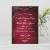 Elegant Bourgogne en White Wispy Wedding Kaart (Staand voorkant)