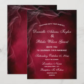 Elegant Bourgogne en White Wispy Wedding Kaart (Voorkant / Achterkant)