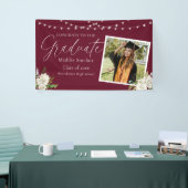 Elegant Bourgogne foto Bloemen Afstuderen Spandoek (Beurs)