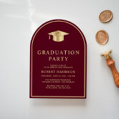 Elegant Bourgogne Gold College Afstudeerfeest Kaart