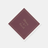 Elegant Bourgogne Goud Bruiloft Script Minimalist Servet (Hoek)