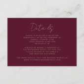 Elegant Bourgogne Goud Handschrift Bruiloft Informatiekaartje (Voorkant)