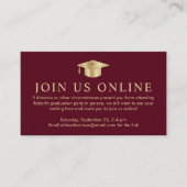 Elegant Bourgogne Goud Online Afstudeerfeest Informatiekaartje (Voorkant)