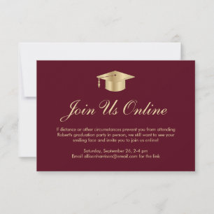 Elegant Bourgogne Goud Online Afstudeerfeest Kaart