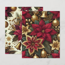 Elegant Bourgogne & Goud Poinsettia Scrapbook Papi
