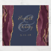 Elegant Bourgogne Gouden Agaat Marine Blauw Bruilo Likeurfles Etiket (Enkel label)