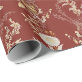 Elegant Bourgogne Gouden Bloemen Cadeaupapier (Rol Hoek)