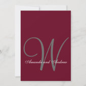 Elegant Bourgogne Grijs Monogram Formele Bruiloft Kaart (Voorkant)