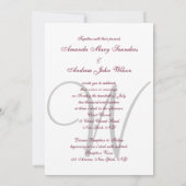 Elegant Bourgogne Grijs Monogram Formele Bruiloft Kaart (Achterkant)