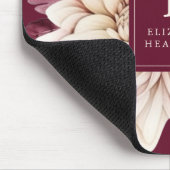 Elegant Bourgogne Ivoor Waterverf Bloemenmonogram Muismat (Hoek)