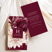 Elegant Bourgogne Ivoor Waterverf Bloemenmonogram Visitekaartje
