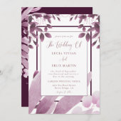 Elegant Bourgogne laat QR Code Fotobruiloft Kaart (Voorkant / Achterkant)