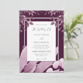 Elegant Bourgogne laat QR Code Fotobruiloft Kaart (Staand voorkant)