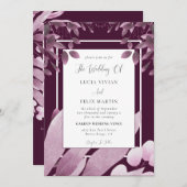 Elegant Bourgogne laat QR Code Fotobruiloft Kaart (Voorkant / Achterkant)