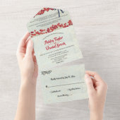 Elegant Bourgogne land Floral Rustic Wedding All In One Uitnodiging (Afscheurbaar)