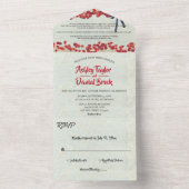 Elegant Bourgogne land Floral Rustic Wedding All In One Uitnodiging (Binnen)