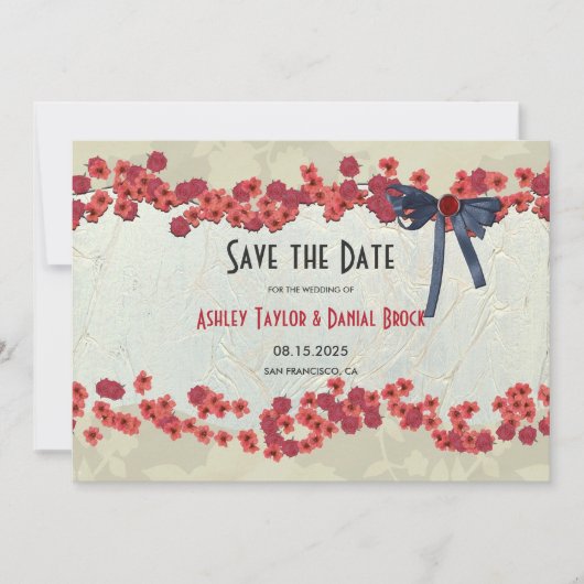 Elegant Bourgogne land Floral Rustic Wedding Save The Date (Voorkant)