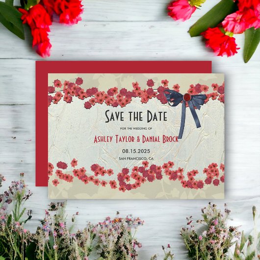 Elegant Bourgogne land Floral Rustic Wedding Save The Date