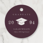 Elegant Bourgogne Minimale Eenvoudige Afstuderen Bedankjes Labels (Voorkant)