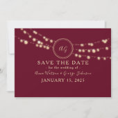 Elegant Bourgogne Monogram Bruiloft Save The Date (Voorkant)
