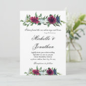 Elegant Bourgogne Rood Blauw Bloemen Christelijk B Kaart (Staand voorkant)