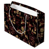 Elegant Bourgogne rood en goud Roos bloemmotief Groot Cadeauzakje (Achterkant Gekanteld)