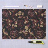 Elegant Bourgogne rood en goud Roos bloemmotief Tissuepapier (Craft)