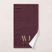 Elegant Bourgogne rood goud minimalistisch monogra Bad Handdoek (Handdoek)