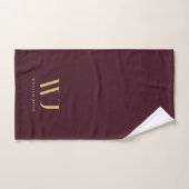 Elegant Bourgogne rood goud minimalistisch monogra Bad Handdoek (Handdoek)
