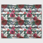 Elegant Bourgogne Roos Grote kerstmis Cadeaupapier (Vlak)