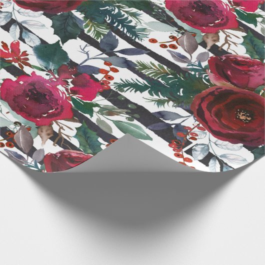 Elegant Bourgogne Roos Grote kerstmis Cadeaupapier (Hoek)