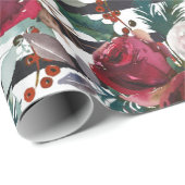 Elegant Bourgogne Roos Grote kerstmis Cadeaupapier (Rol Hoek)