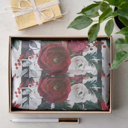 Elegant Bourgogne Roos Grote kerstmis Tissuepapier (Geschenk)