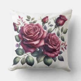 Elegant Bourgogne Roos Waterverf Sierkussen