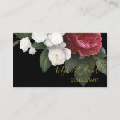 Elegant Bourgogne Rozen Moderne QR-code Gold Visitekaartje (Voorkant)