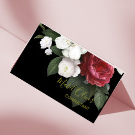 Elegant Bourgogne Rozen Moderne QR-code Gold Visitekaartje